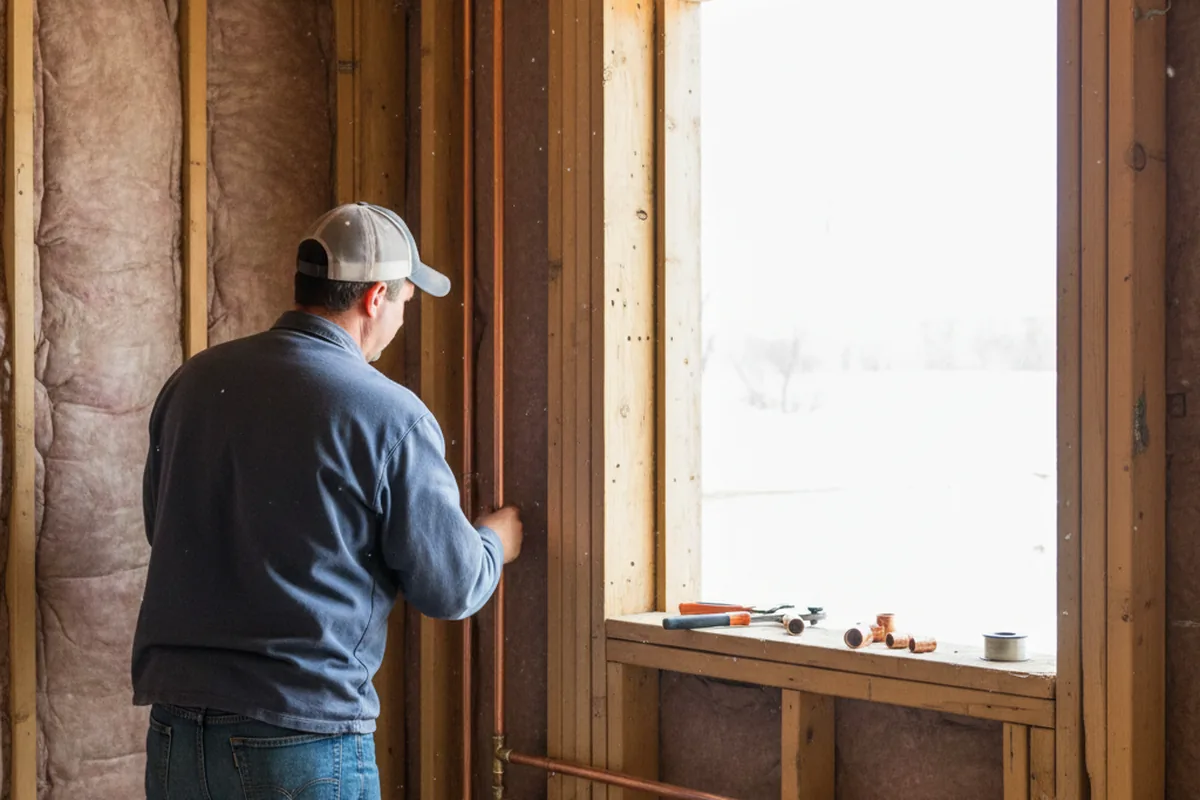 Licensed plumber running new copper supply lines in a Douglass home